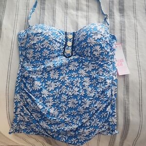 Lilly Pulitzer Blue and White Floral Swim Camisole